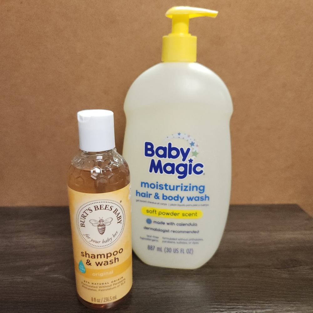 Baby Magic 30oz Body Wash & Burts Bees Baby 8oz Shampoo‎ Wash Bundle Set